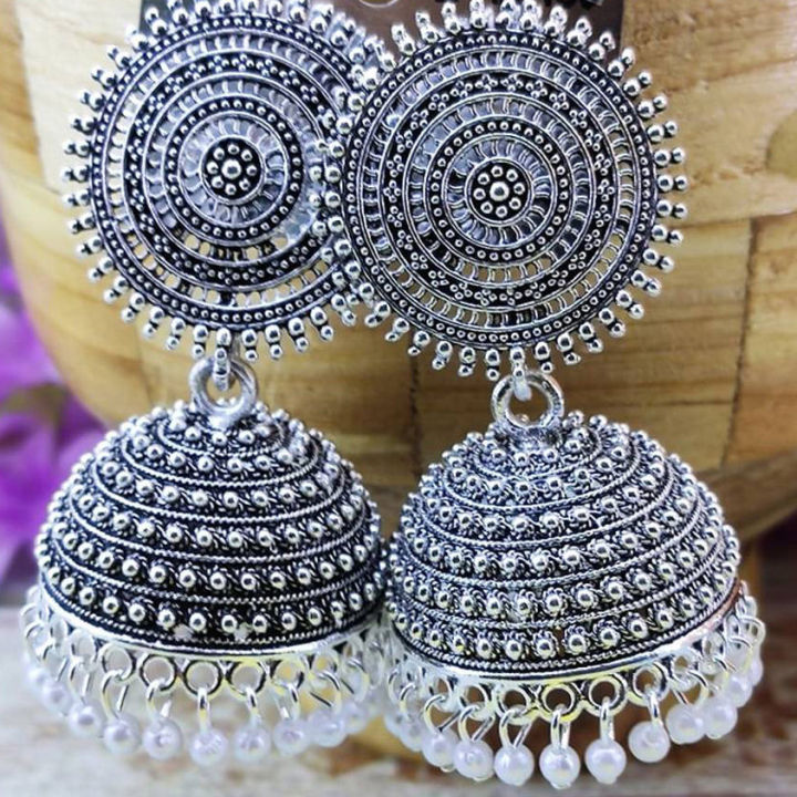 Antique%20Silver%20Metal%20Earring%20Jhumka%20-%20Ear%20Ring%20-%20Image%203