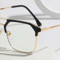 Blue Ray Cut Glass for Men - Transparent Lens, Metal Frame, Gold & Silver Colors, Suitable for Mobile, TV, Laptop Use. 