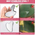 Gua Sha Facial Tool, Stainless Steel GuaSha Massage Tool Natural Universal Facial Silver Metal Gua Sha Board for SPA Acupuncture.