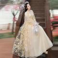 White Women's Han Chinese Clothing Ancient Costume Summer Improved Dress Super Fairy Style Flow Fairy Skirt with Wide Sleeves Ancient Style Summer.