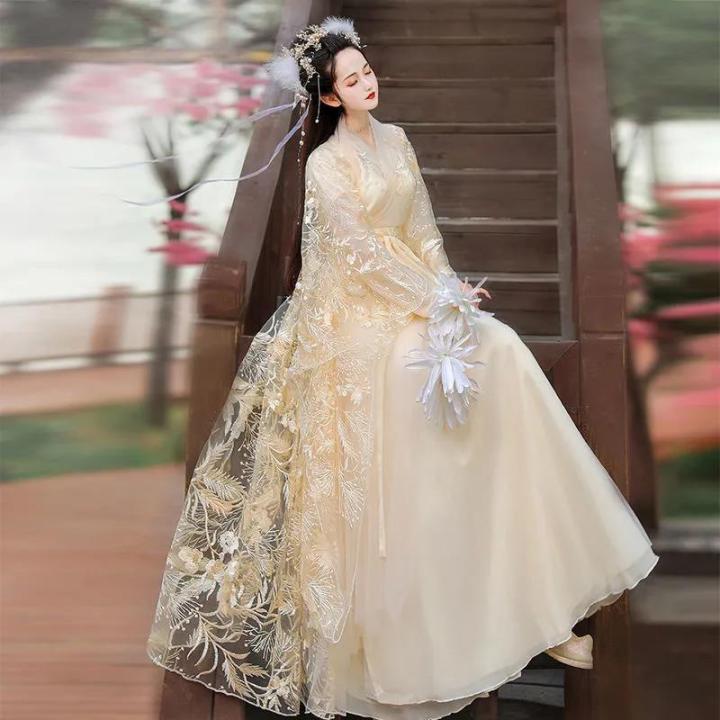 White%20Women's%20Han%20Chinese%20Clothing%20Ancient%20Costume%20Summer%20Improved%20Dress%20Super%20Fairy%20Style%20Flow%20Fairy%20Skirt%20with%20Wide%20Sleeves%20Ancient%20Style%20Summer%20-%20Image%206