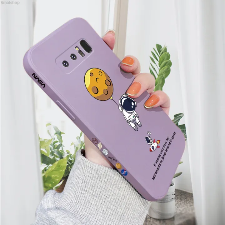 Smalshop%20AMORVO%20Glue%20Phone%20Case%20Meter%20Soft%20Case%20Liquid%20Silicon%20is%20suitable%20Original%20for%20Samsung%20Galaxy%20Note%208%20Back%20Cover%20Cartoon%20Astronaut%20Side%20R%20-%20Image%203