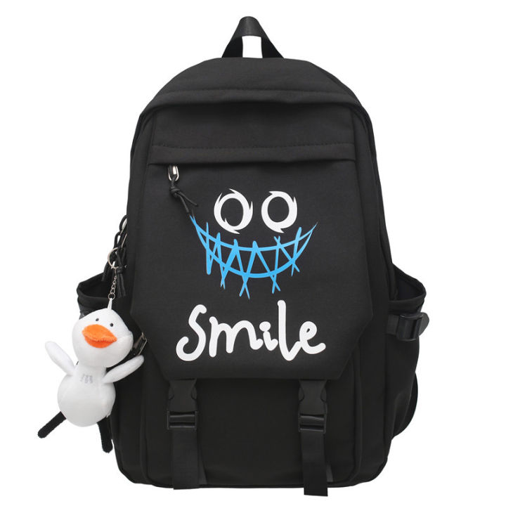 Cross-Border%20Foreign%20Trade%20Student%20Backpack%20Korean%20Style%20Cute%20Smiley%20Face%20Couple%20Backpack%20Large%20Capacity%20Flip%20Backpack%20One%20Piece%20Dropshipping%20-%20Image%206