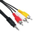 AV Cable 3.5mm Jack to 3 RCA Audio Video Cable Male to Male for Android TV Box Speaker Television Projector VCD DVD MP4 Player. 