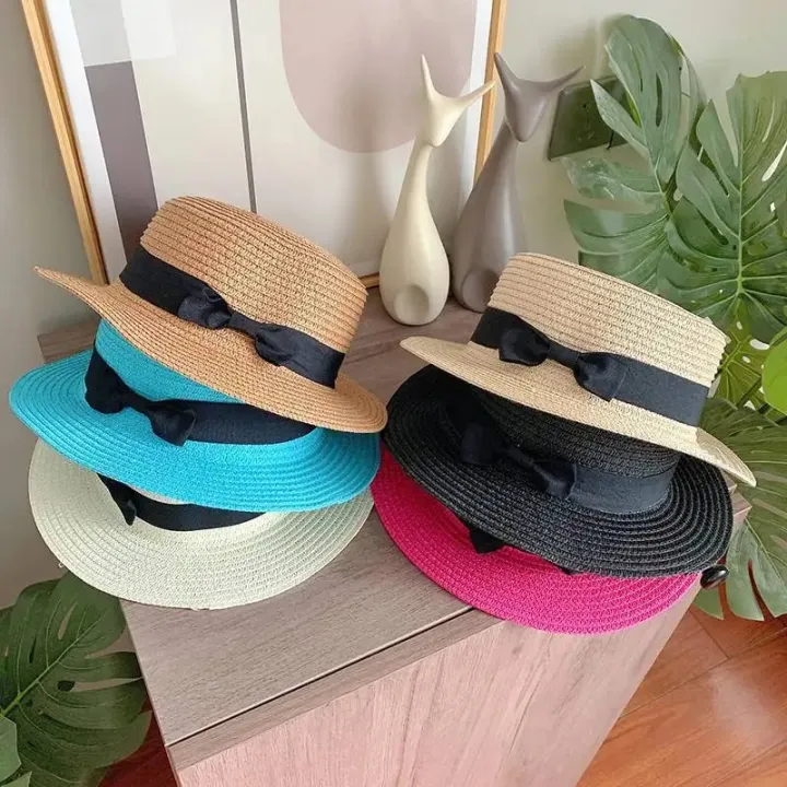 women%20straw%20hat%20Flat%20Top%20Straw%20Hat%20Vacation%20Casual%20Shopping%20Beach%20Hats%20for%20Woman%20Hats%20for%20girls%20Church%20Courtesy%20Panama%20Sun%20Hat%20-%20Image%205