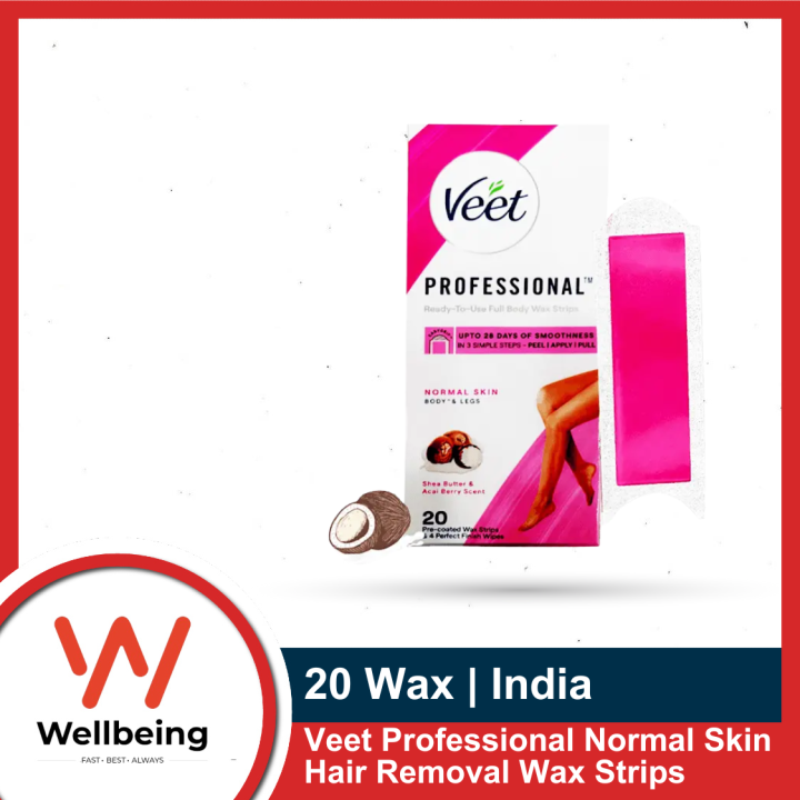 Veet Professional Normal Skin Hair Removal Wax Strips 20 Strips/ 8 Strips for Body & Legs