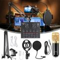 Professional Condenser Microphone BM 800 , Sound Card set/Mobile phone network Karaoke Mic Scissor Arm Stand ,Shock mount, Pop Filter.