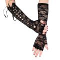 1 Pair Halloween Retro Women Long Gloves Lace Corset Arm Elbow Fingerless Black Glove.