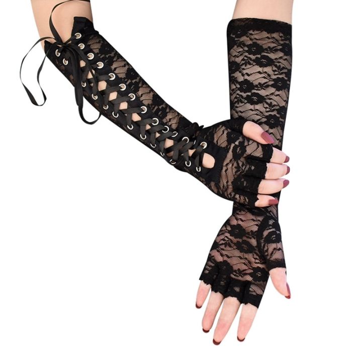 1%20Pair%20Halloween%20Retro%20Women%20Long%20Gloves%20Lace%20Corset%20Arm%20Elbow%20Fingerless%20Black%20Glove%20-%20Image%203