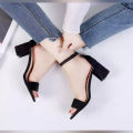 Semi-Pencil Heel Handmade Sandals for Women, PU Leather.
