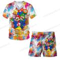 Super Mario Bros T Shirt + Shorts Sets Kids Boys Girls T-shirts Short Pants 2 Pcs Suits Mario Peach Princess Clothing Girl Tops. 