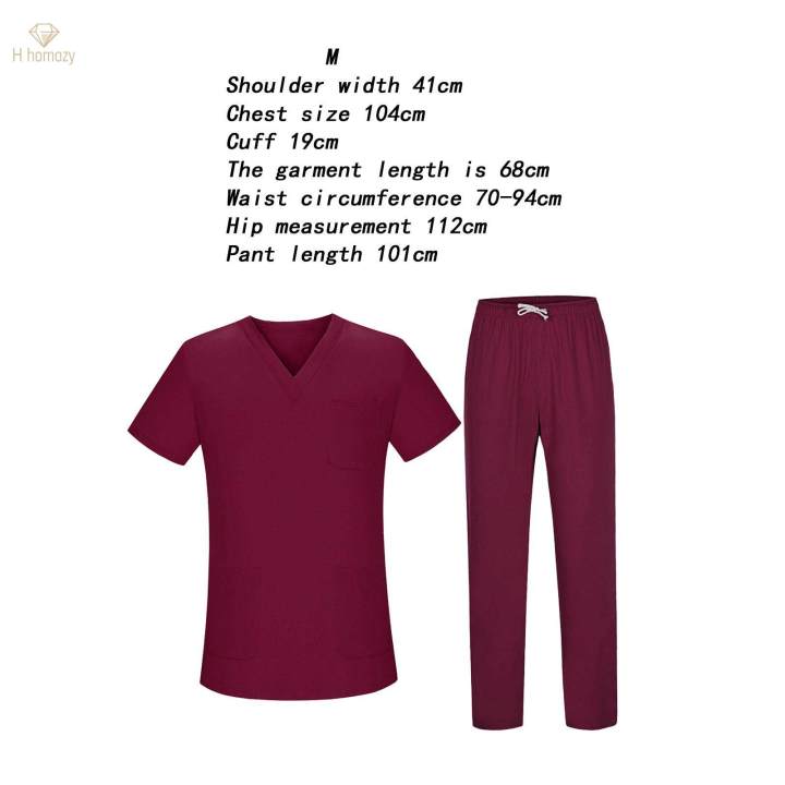 Nursing%20Scrubs%20Set%20Uniforms%20Set%20for%20Hospital%20Nursing%20Massaging%20M%20Dark%20Red%20-%20Image%209