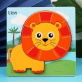 Wooden Montessori Toys Puzzle Educational Animals Cartoon Early Learning Cognition Intelligence Game For Children Kids Toys Gift.