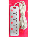 EXTENSION SOCKET/MULTI (2 PIN, 3 METER CABLE, 4 POINT, 4 SWITCH)- White. 