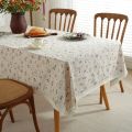 American pastoral style cotton linen green tassel tablecloth floral pattern rectangular dining table, coffee table tablecloth cross-border wholesale.