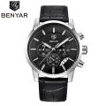 BENYAR Binya 2021 Trendy Gentleman Style Fan Calendar Six-Pin Small Dial Men's Quartz Watch BY-5104. 