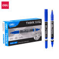 Deli U211-BL Double Tip Blue Color Permanent Marker - 12pcs. 