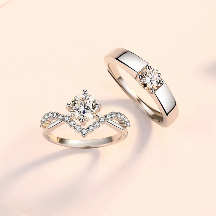 Crowning%20Love,%20Couple%20Rings,%20Four%20Prongs,%201%20Carat%20Zircon%20Diamond%20Rings,%20Pair%20of%20Wedding%20Rings%20for%20Men%20and%20Women,%20Crown%20Open%20Pair%20Rings%20-%20Image%203