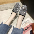 Social Gommino Women's Korean-Style Summer New Flat Internet Celebrity Student Sequined Loafers Slip-on Loafer Shoes.