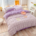 Home Textile Winter Coral Velvet Quilt Cover Four Piece Set Seersucker Duvet Cover Bed Sheet Pillowcase Comforter Bedding Set. 