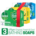 Dettol Soap Summer Pack of 3 Bathing Bar Soap (Cool, Fresh & Original) 75gm x 3. 