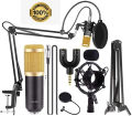 BM 800 Condenser Microphone V8 Sound Card Kit Muti-functional Bluetooth Sound Card for Studio Mobile Phone PC Laptop Record Live Broadcast-Gold.