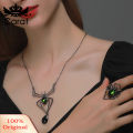 Spider-Shaped Faux Gem Necklace Earrings Ring Alloy Exaggerated Women Halloween Ornament Party Jewelry. 