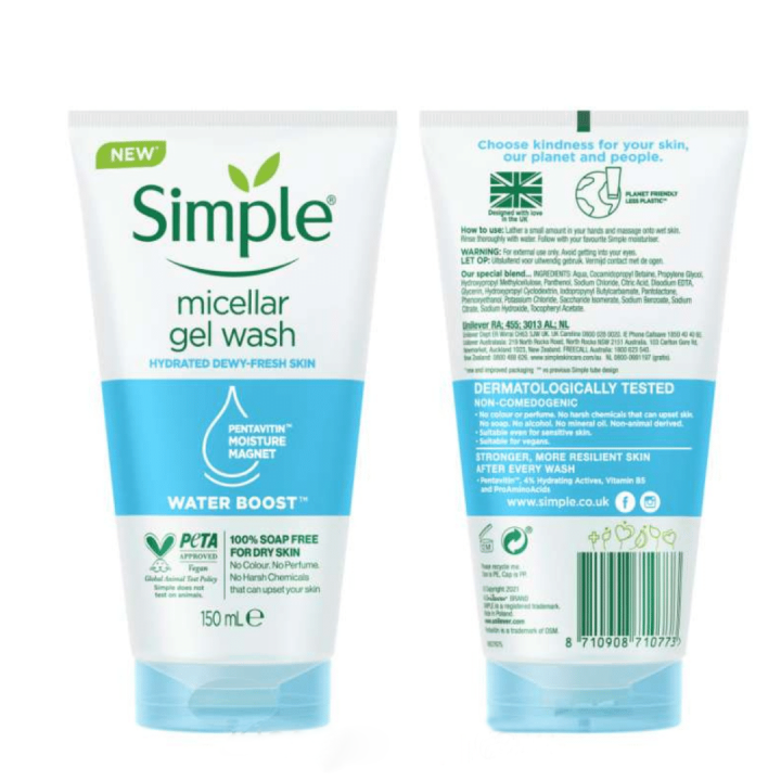 Simple%20Water%20Boost%20Micellar%20Facial%20Gel%20Wash%20150ml%20-%20Image%205
