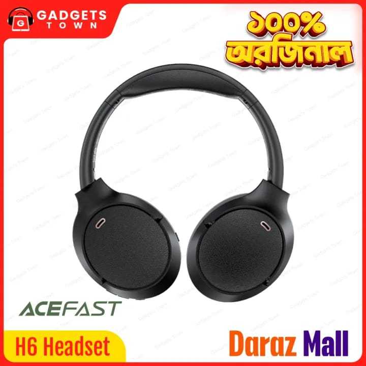 ACEFAST | H6 ANC Over-Ear Bluetooth Headphones | Bluetooth 5.3 | 30dB Active Noise Cancelling | 40mm Hi-Fi Drivers | 55h Battery (45h with ANC) 500mAh | Quick-Charge 10min→2h | IPX4, USB-C 5V/1A | For Android, iPhone & PC