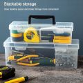 Portable Plastic Hardware Tool Box Transparent Toolbox Tool Storage Box Tool Organizer Household Parts Box.