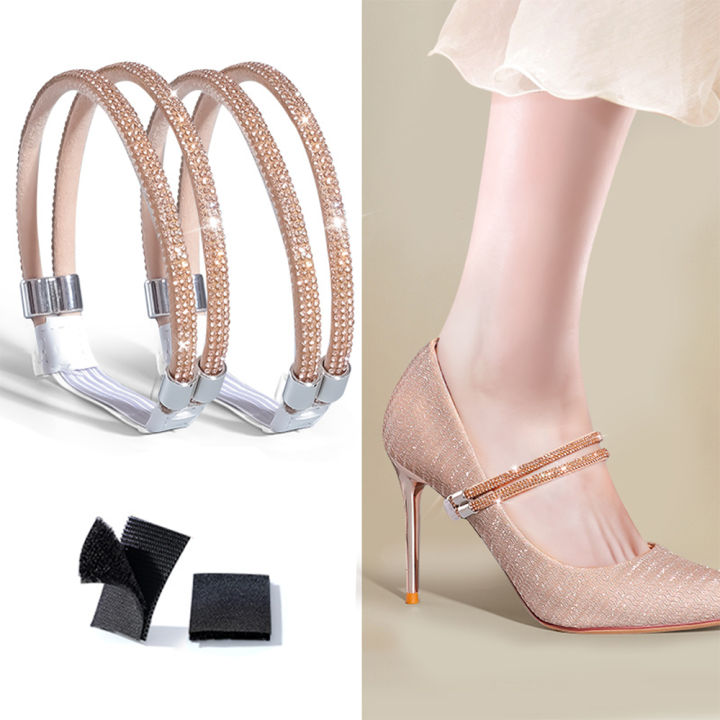 【7Rings Store】(NEW)Anti-falling Heel Harness High Heels Not Follow The Free Installation Straps Multi-coloured With Diamond Elastic Fixed Belt