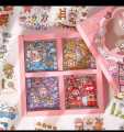 100 Sheets Stickers Box Space Park Anime Figure Pattern Decorative PET Cartoon Character Decals for Scrapbook. 
