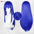 Anime Teruhashi Kokomi Cosplay Wig 60cm Long Blue Straight Wigs Heat Resistant Synthetic Wig Women Role Play Wig + Wig Cap. 