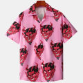 2024 Devil Horror 3d Hawaiian Shirt Man Loose Male Clothes Breathable Men's Shirts Summer Short Sleeve Shirt Top Men's Clothing. 