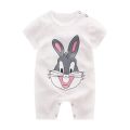 (NEW)Newborn Infant Baby Boy irl Cartoon Printing Short Sleeve Romper Bodysuit. 