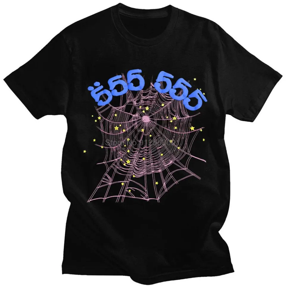 Vintage Printing Sp5der 555555 Angel Number T Shirt Men