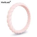 3mm Thin Braided Silicone Ring Fashion Sports Hypoallergenic Crossfit Flexible Woven Rubber Finger Ring For Women Wedding Rings. 