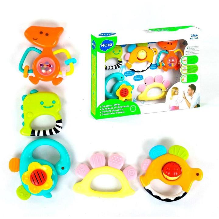 Rattle Hola Toys Rattle Dinosaurs, 5 pcs in a box | Daraz.com.bd
