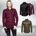 New Men Gothic Shirt Camisas Individuality Men's Fashion Plaid Long-sleeved Shirt Male Casual High Quality Shirt. 