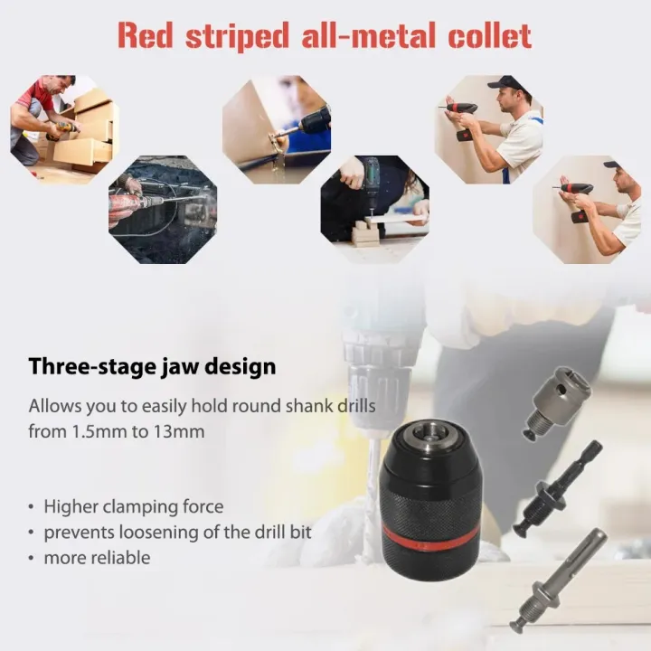 Metal%20Drill%20Chuck%20SDS%20Shank%201.5-13mm%20Keyless%20Electric%20Drill%20Chuck%20Quick%20Change%20Converter%20Mini%20Keyless%20Drill%20Chuck%20Hardware%20Tools%20-%20Image%202