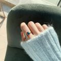 French New Retro Square Blue Oil Dripping Ring Fashion Temperament Simple Opening Ring Women's Jewelry - Ring For Girls. 