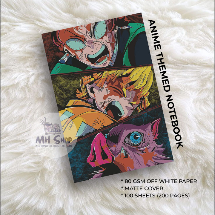 Demon Slayer Anime Themed Notebook (4) | 100 sheets (200 Blank pages ...