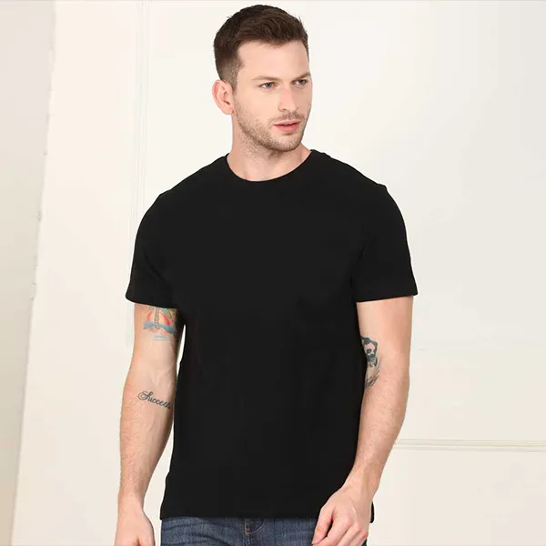 Cotton%20Short%20Sleeve%20T-Shirt%20For%20Men%20-%20Black%20-%20Image%203