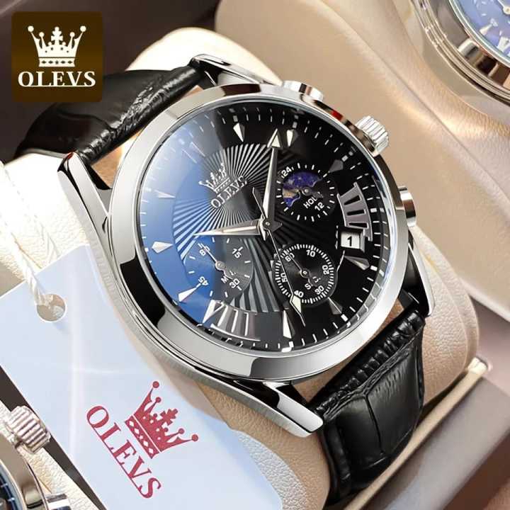 OLEVS 2876 Latest Model Leather strap Fashion Watch for Men