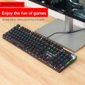 USB Wired 104 Keys Gaming Mechanical Keyboard With No Delay In Key Press And Colorful Backlight. 
