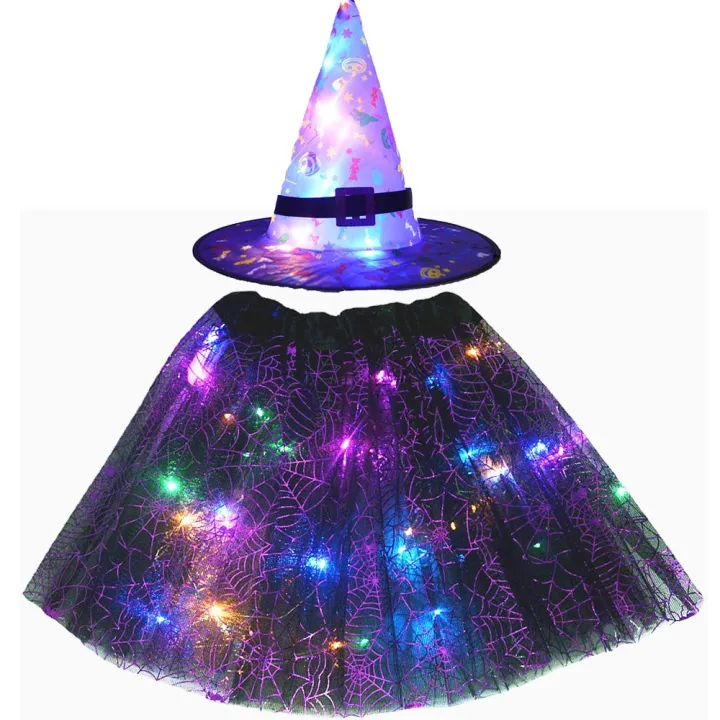 Women%20Kids%20Girl%20Glow%20Cobweb%20Light%20Up%20Tutu%20Skirt%20Spider%20Web%20Hat%20Wizard%20Witch%20Costume%20Party%20Gift%20Bat%20Cloak%20Halloween%20Christmas%20-%20Image%207