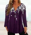 Cute Long Sleeve Floral Print Deep V Neck Tops for Women Hot Selling Trendy T Shirts.