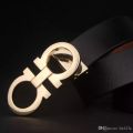 Ferragamo High Quality Men's Black Belt Leather Male Strap Pin Buckle Casual Belt.