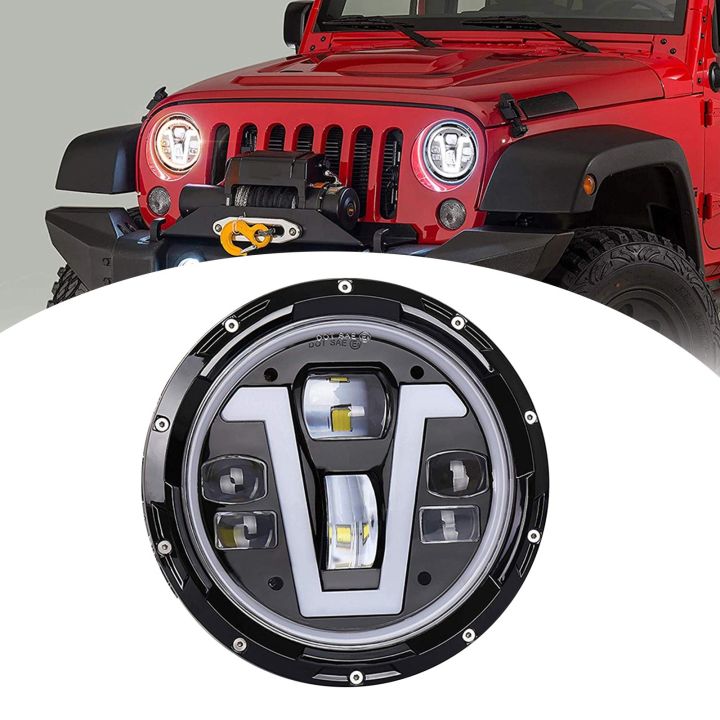1pcs%2012V/24V%20Motorcycle%20Headlight%207%20Inch%20V-shape%20LED%20Headlight%20with%20Turn%20Signal%20Lights%20DRL%20Hi/Lo%20Beam%20Replacement%20for%20Jeep%20Wrangler%20JK%20JKU%20CJ%20LJ%20TJ%20Hummer%20H1%20H2%20-%20Image%207