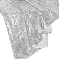 6Ft Table Skirt for Round Rectangle Square Table Sequin Tablecloth for Birthday Party Family Baby Shower Durable Silver.